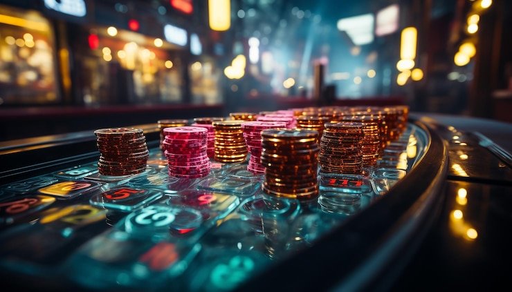 Meja Caribbean Stud Poker dengan kartu terbuka di kasino langsung olb88